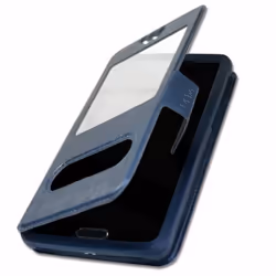 Etui Housse Folio - Huawei - Y7 2019 - Éco cuir - Extra Slim - 2 Fenêtres - Bleu