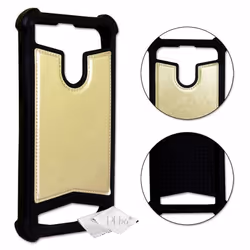 Coque arrière - Danew - Konnect 506 - Or Gold - Effet cuir - Antichocs - Chargement sans fil