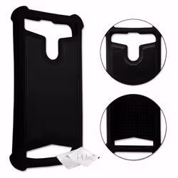 Coque arrière Noir façon cuir contours en silicone gel anti-chocs [ permet le chargement sans fil ] compatible Danew Konnect  ...