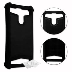 Coque arrière Noir façon cuir contours en silicone gel anti-chocs [ permet le chargement sans fil ] compatible Danew Konnect 506