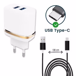 Chargeur - Oppo - Pack Câble Type C - 2 ports USB - Charge rapide - Noir