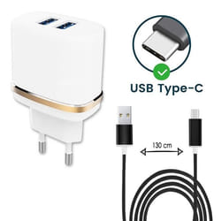 Chargeur - Oppo - Pack Câble Type C - 2 ports USB - Charge rapide - Noir