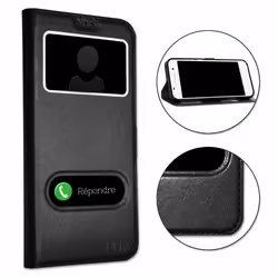 Coque Extra Slim - Wiko - View 5 Plus - Éco Cuir - Fermeture Magnétique - Noir