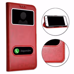 Coque pour Wiko Y81 - Wiko - Extra Slim - Éco Cuir - Fermeture Magnétique - Rouge