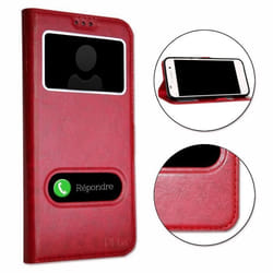 Coque pour Wiko Y81 - Wiko - Extra Slim - Éco Cuir - Fermeture Magnétique - Rouge