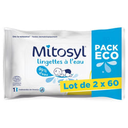 Mitosyl Lingettes à l'Eau Lot de 2 x 60 Lingettes