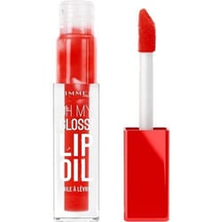 Rimmel Oh My Gloss Huile à Lèvres - Soin Brillant à l'Huile de Noix de Coco, Apporte un Éclat Intense, Rouge Vif 004