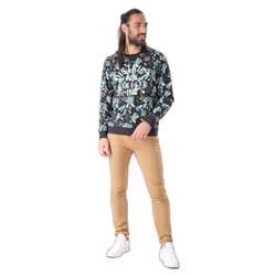 Sweat col rond imprimé tropical SICILIA - XL