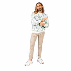 Sweat col rond imprimé tropical SICILIA - L