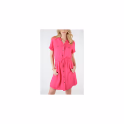 Robe chemise unie avec ceinture à nouer ALARHA