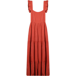 Robe longue bohème à bretelles volantées LUPITA