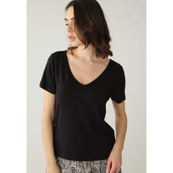 T-shirt col en V avec liseré brillant CASA