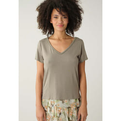 T-shirt col en V avec liseré brillant CASA
