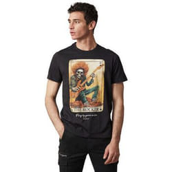 tshirt col rond avec imprimé carte avec rockeur et tête de mort CARD