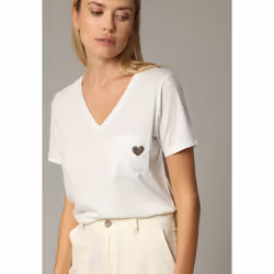 T-shirt col V avec détail coeur KELLIE