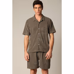 Chemise loose en éponge à manches courtes avec col cubain CREEKSON
