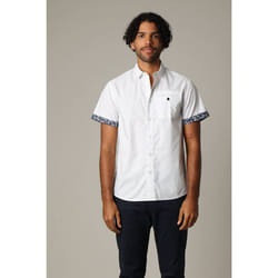Chemise en coton à manches courtes avec poche passepoilée et matière contrastée MAYORCA