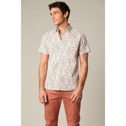 Chemise en popeline à manches courtes avec motif géométrique style méditerranéen TEXAS