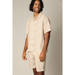 Chemise loose en jacquard à manches courtes avec col cubain et motif géométrique MIO