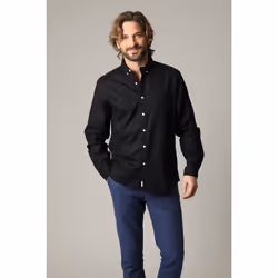 Chemise unie classique en lin avec manches longues et boutons SOLE
