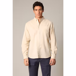 Chemise unie classique en lin avec manches longues et boutons SOLE