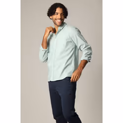 Chemise unie classique en lin avec manches longues et boutons SOLE