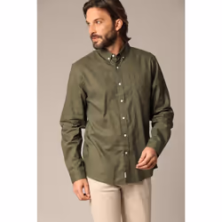 Chemise unie classique en lin avec manches longues et boutons SOLE