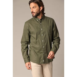 Chemise unie classique en lin avec manches longues et boutons SOLE