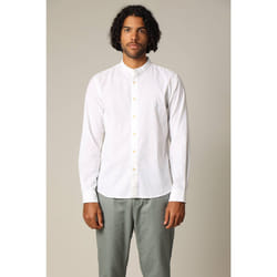 Chemise unie en lin avec col mao et manches longues SMITHY