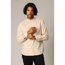 Chemise unie en lin avec col mao et manches longues SMITHY