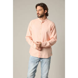 Chemise unie en lin avec col mao et manches longues SMITHY