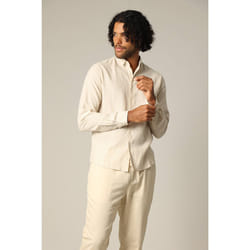 Chemise jacquard en lin à rayures fines et manches longues MYERS