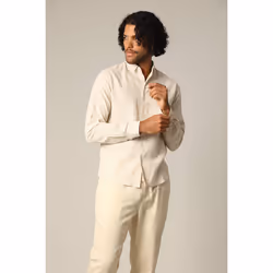 Chemise jacquard en lin à rayures fines et manches longues MYERS