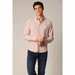Chemise jacquard en lin à rayures fines et manches longues MYERS