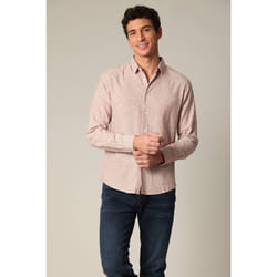 Chemise jacquard en lin à rayures fines et manches longues MYERS