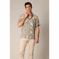 Chemise classique en viscose avec imprimé tropical coloré PEARL