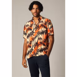 Chemise oversize en viscose avec imprimé tropical coloré HANDY