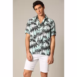 Chemise oversize en viscose avec imprimé tropical coloré HANDY