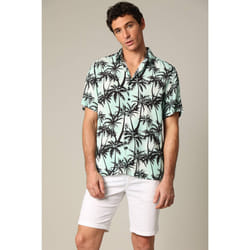 Chemise oversize en viscose avec imprimé tropical coloré HANDY