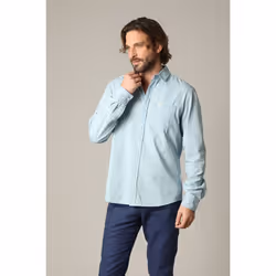 Chemise homme en coton chambray classique à manches longues MATCHY