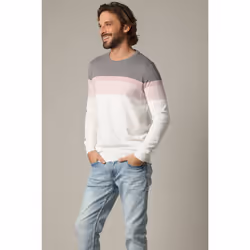 Pull en coton à manches longues avec rayures placées graphiques TOASTY