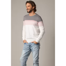 Pull en coton à manches longues avec rayures placées graphiques TOASTY