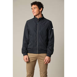 Blouson court en toile enduite noire avec col montant CASTLE