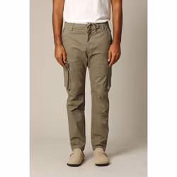 Pantalon cargo en micro twill avec taille élastiquée et braguette à fermeture à glissière AMADOR