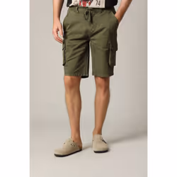 Short cargo en coton avec taille élastiquée et cordon BASIMI