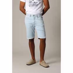 Short homme en maille denim avec braguette à boutons et finition stone used BART