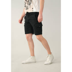 Short bermuda noir 'esprit cargo' avec mousqueton et poches multiples CEMI