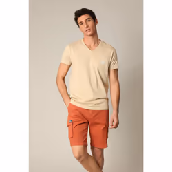 Tee-shirt à col V avec poche estampillée sur le devant VASITO