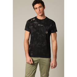 T-shirt en coton à manches courtes avec application printée et motif floral BOTANICAL