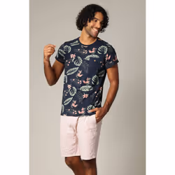 T-shirt tropical en jersey de coton à manches courtes NUBIE